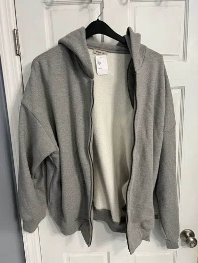 Pre-owned Fear Of God Hoodie Size Medium Oversized Zip Up In Grey
