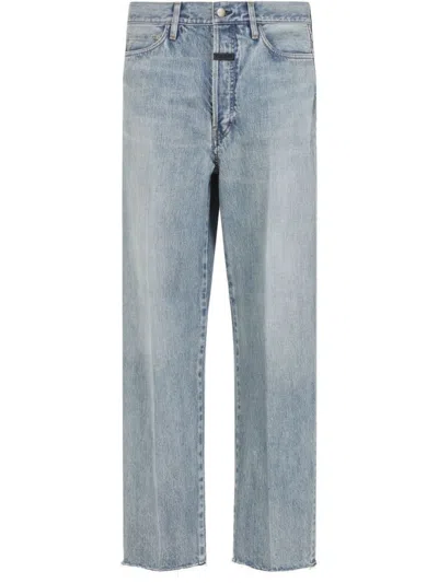 Fear Of God Five-pocket Raw Hem Straight Leg Jeans In Indigo 2