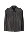 Fear Of God Relaxed Leather Jacket Long Sleeves In Black