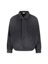 Fear Of God Mens Washed Black Utility Cropped Denim Jacket In Black