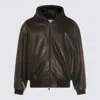 Fear Of God Hooded Leather Jacket With Ribbed Cuffs And Hem In Brown