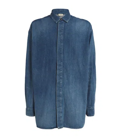 Fear Of God Blue Vented Denim Shirt In Medium Indigo