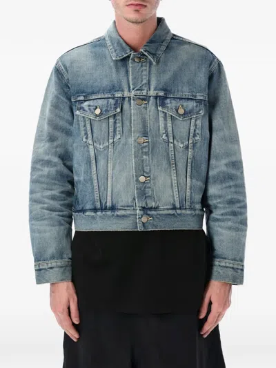 Fear Of God Trucker Jacket Chest Pockets Long Sleeves Hardware In Blue