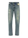 Fear Of God Repaired Classic Jeans With Vintage Hand-distressing In Blue