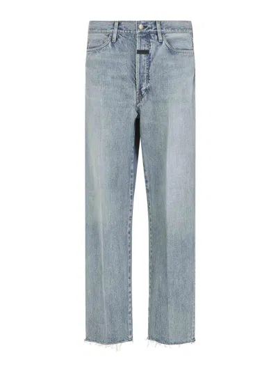 Fear Of God Five-pocket Raw Hem Straight Leg Jeans In Indigo 2