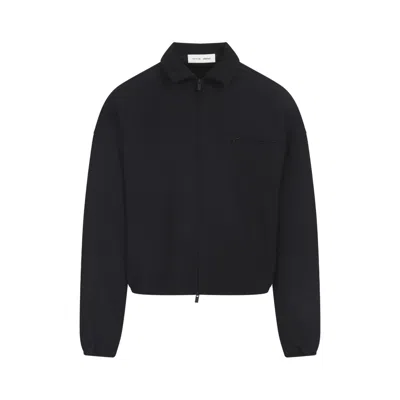 FEAR OF GOD JET BLACK BONDED CANVAS ZIP-UP JACKET