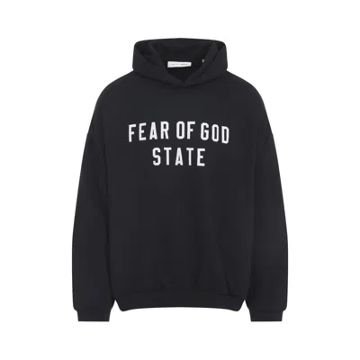 Fear Of God Jet Black Cotton 90s Fit Fleece Hoodie