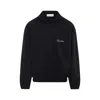 Fear Of God Jet Black Sporty Nylon Half Zip Sweatshirt In Black