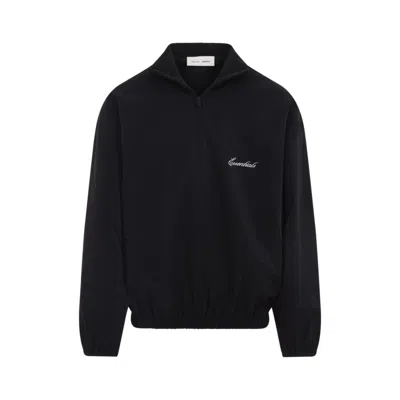 FEAR OF GOD JET BLACK SPORTY NYLON HALF ZIP SWEATSHIRT