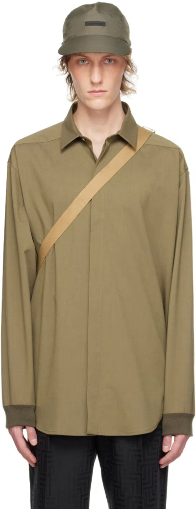 Fear Of God Khaki Button Shirt In Olive