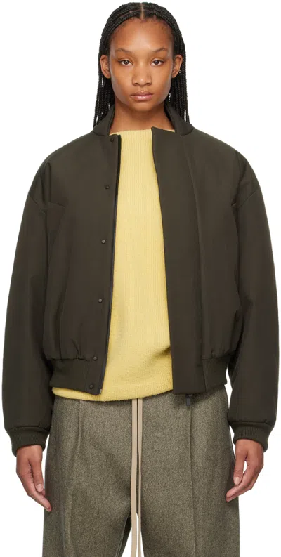 Fear Of God Khaki Stand Collar Bomber Jacket In 311 Olive