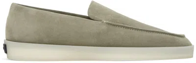 Fear Of God Logo Patch Suede Loafers In Green