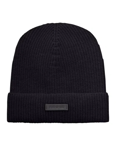 Fear Of God Knitted Hat With Logo In Black