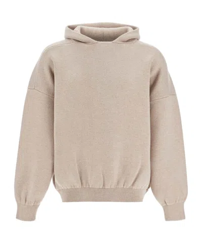 Fear Of God Knitted Hooded Jumper In Brown