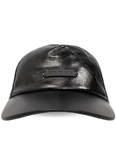 Fear Of God Leather Baseball Cap In Black