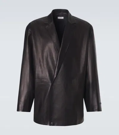 Fear Of God Double-breasted Leather Jacket In Black