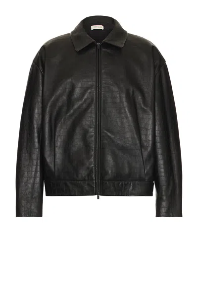 Fear Of God Leather Cropped Jacket In Black