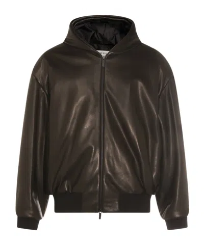 FEAR OF GOD FEAR OF GOD LEATHER HOODED BOMBER JACKET