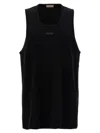Fear Of God Black Sleeveless Tank Top With Logo Patch On The Front In Cotton Stretch Man