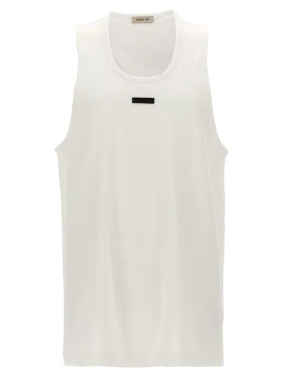 Fear Of God Leather Logo Patch Tank Top In White