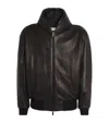 Fear Of God Hooded Leather Jacket With Ribbed Cuffs And Hem In Brown