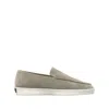 Fear Of God Minimalist Suede Loafer In Sage Green With Rubber Sole