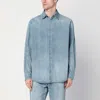 Fear Of God Blue Shirt With Classic Collar And Logo Patch On The Back In Light Blue