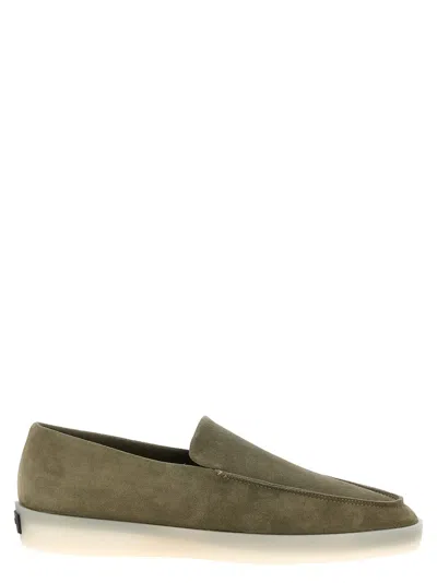 Fear Of God Logo Patch Suede Loafers In Green