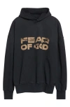 Fear Of God Black Vintage-effect Sweatshirt With Logo Print In Black