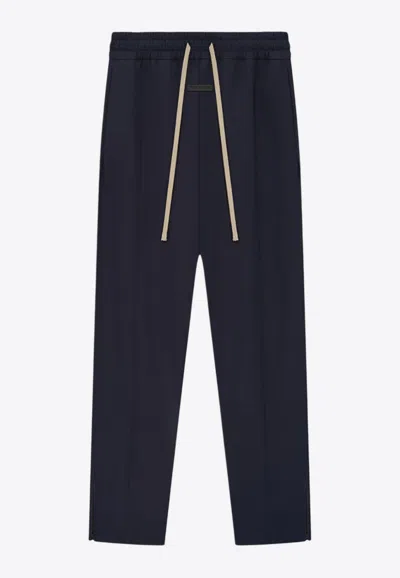 Fear Of God Logo Label Wool Track Pants In Blue