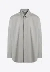 Fear Of God Grey Shirt With Classic Collar And Logo Patch On The Rear In Cotton And Wool Blend Man