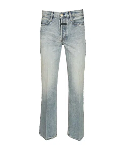 Fear Of God Logo Patch Flared Jeans In Gray