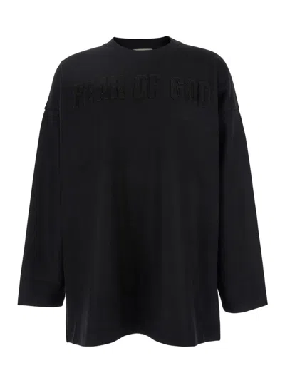Fear Of God Logo Patch Long Sleeve Tee In Black