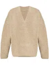 Fear Of God Textured V-neck Sweater With Ribbed Accents In 250 Beige