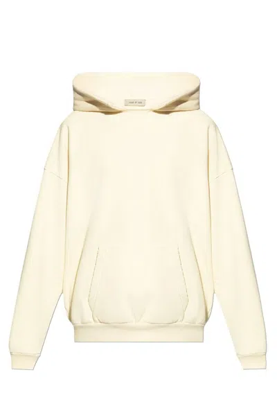 Fear Of God Logo Plaque Hoodie In Beige