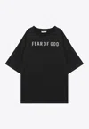 Fear Of God Greyt-shirt With Contrasting Front Logo Print In Black