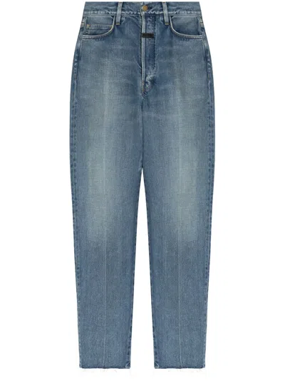Fear Of God Logo Straight-leg Jeans In Blue