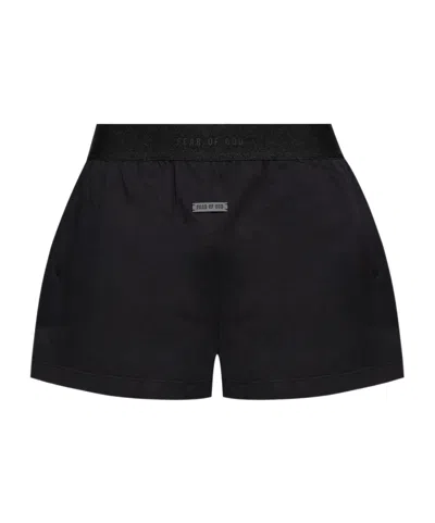 Fear Of God Logo-waistband Stretched Shorts In Black