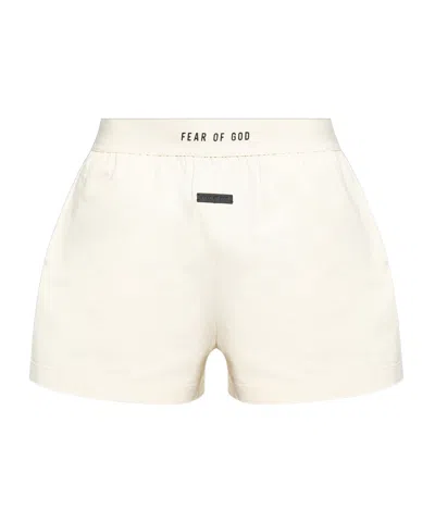 Fear Of God Logo-waistband Stretched Shorts In White
