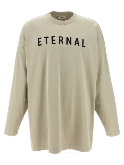 Fear Of God Logo-embroidered T-shirt In Cream