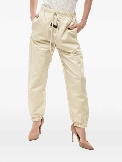 Fear Of God Logo-patch Drawstring-waist Tapered Trousers In Neutral