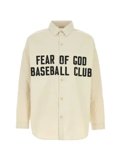 Fear Of God Off-white Garment Dyed Cotton Relaxed Shirt In Neutral