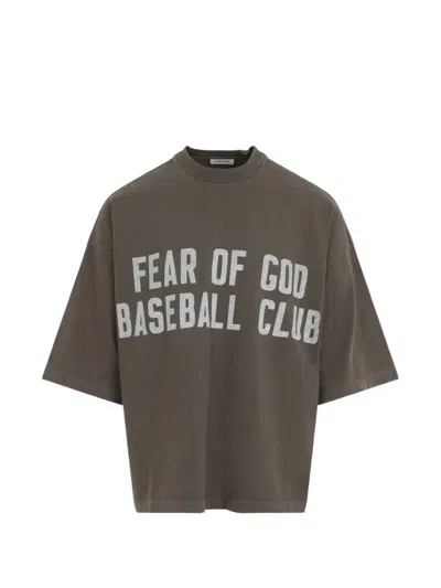Fear Of God Logo-print Cotton T-shirt In Burgundy