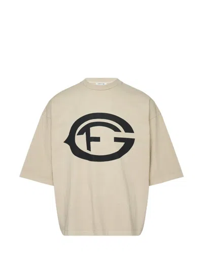 Fear Of God Logo-print Short-sleeves T-shirt In Neutral