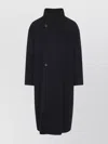 Fear Of God Long High Collar Button Detail Coat In Blue