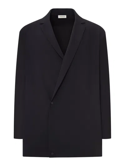 Fear Of God Long Relaxed Wool Ripstop Jacket In Blue