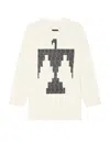 Fear Of God Long Sleeve Logo And Thunderbird Tee In Cream