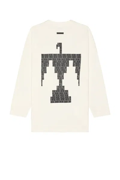 Fear Of God Long Sleeve Logo And Thunderbird Tee In Cream