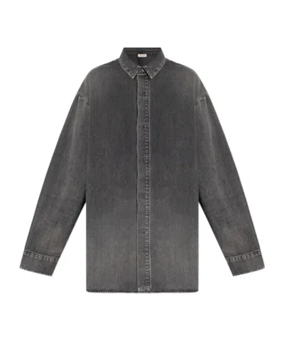 Fear Of God Vented Denim Shirt In Grey