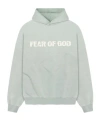 Fear Of God Heaven Distressed Logo-print Cotton-jersey Hoodie In Green